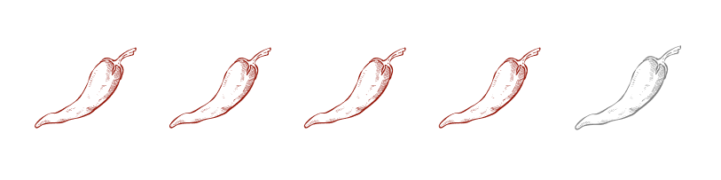 Quatre piments rouges stylisés sur fond noir, symbolisant le piment anti-inflammatoire naturel.